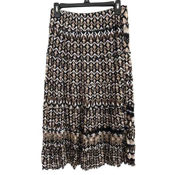 Jm Collection Petite Geometric Patterned Ruffled Tier Skirt Nylon, Size PS - Picture 1 of 7